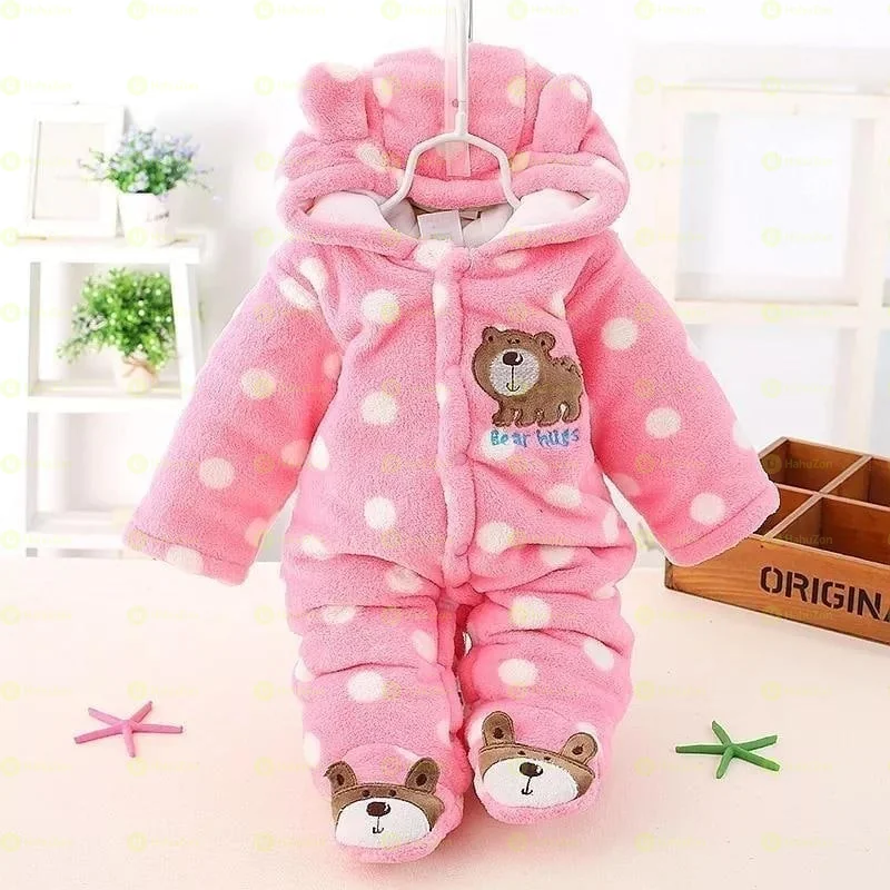 Cartoon Baby Hooded Overall Thick & Anti-Kick Winter Cloth