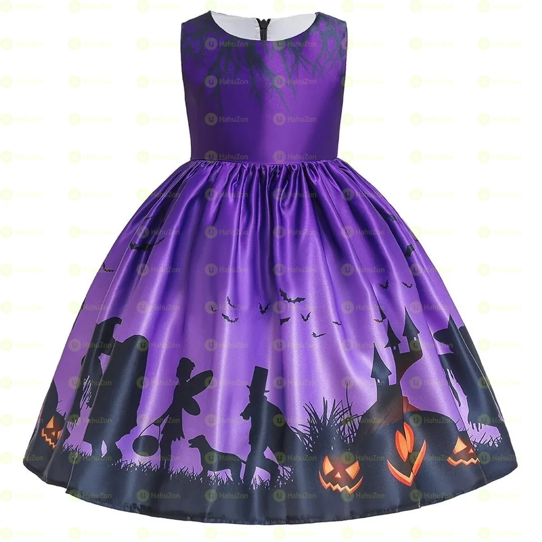 Trendy Halloween Print Sleeveless Party Dress