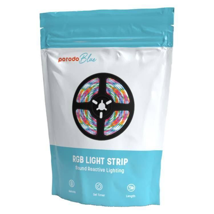 Porodo Blue Sound Reactive RGB Strip Light with Remote Control