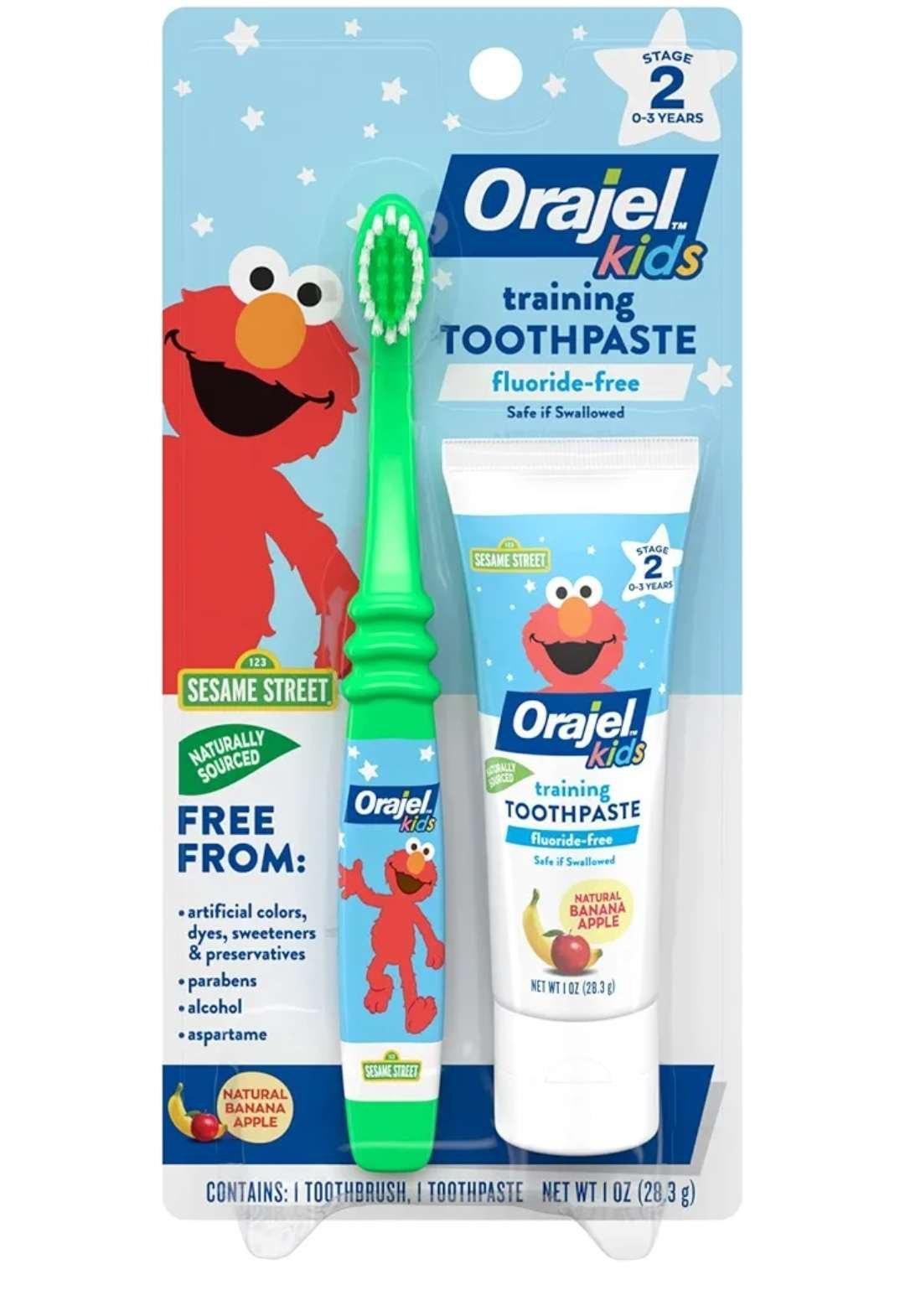 Orajel Elmo Fluoride-Free Tooth & Gum Cleanser with Toothbrush,