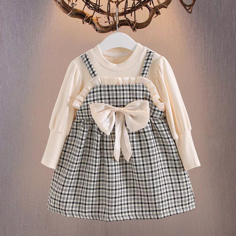 Toddler Girls Front Bow Tie Mini Dress
