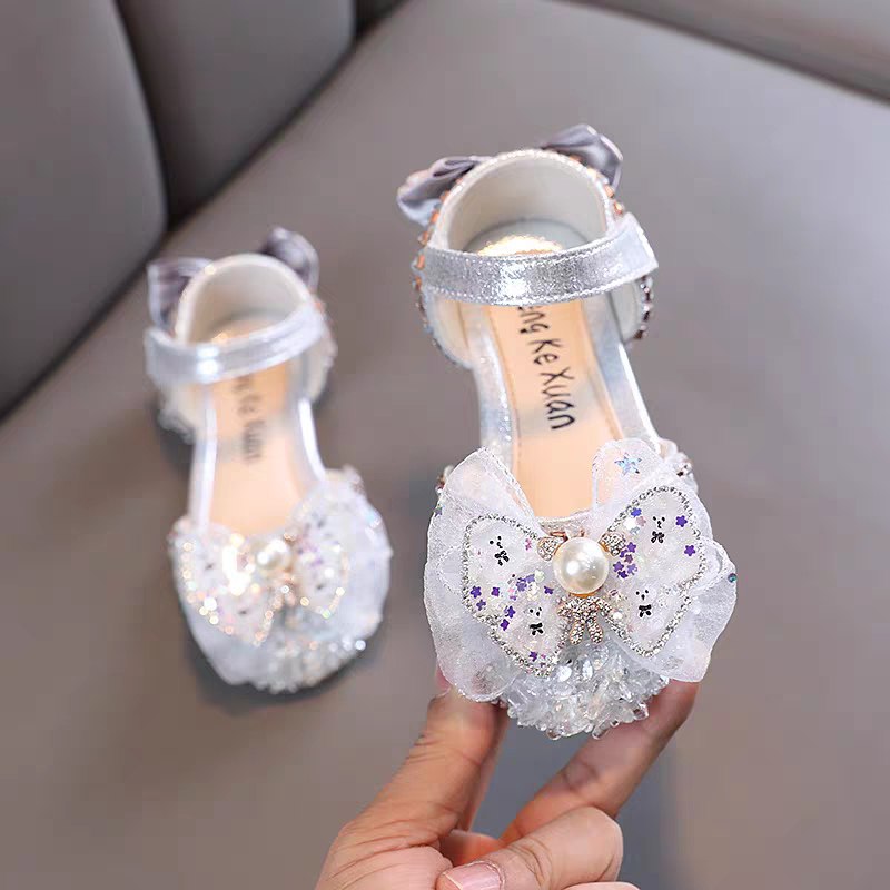 Girls Pearl Decor Bow Tie Princess Sandals