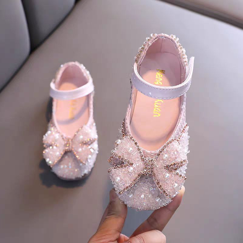 Girls Pearl Decor Bow Tie Princess Sandals