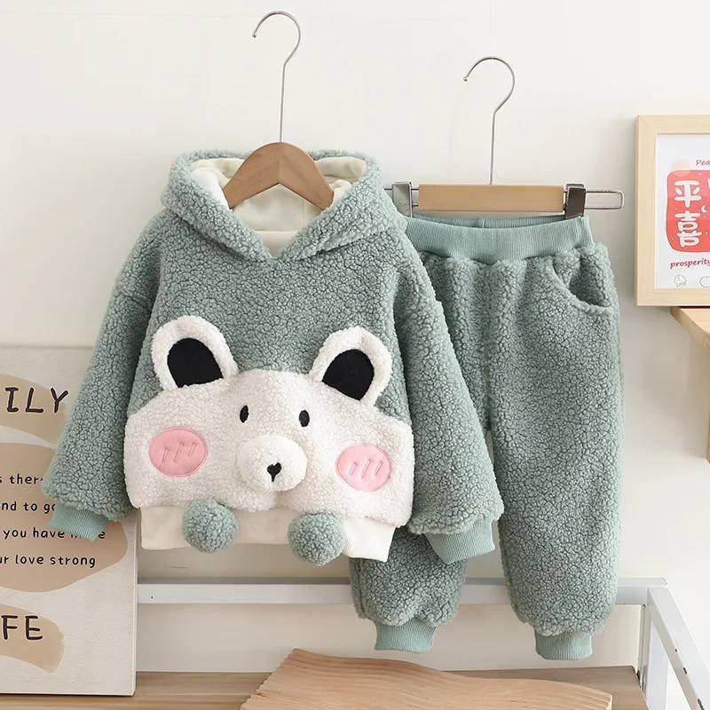 Cartoon Kids Winter Hoodie And Pant Set