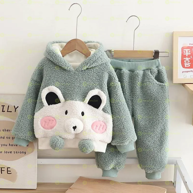 Cartoon Kids Winter Hoodie And Pant Set