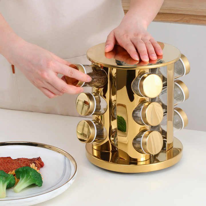 Rotating Spice Rack With 12 Jars