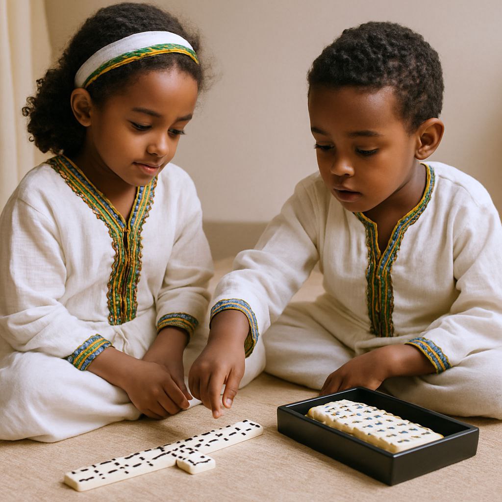 Dominoes Set 28 Pcs Double Six ivory color