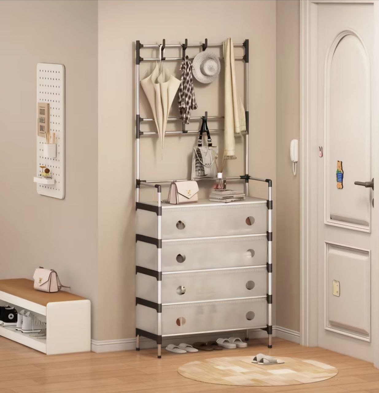 Multi-Functional Storage Unit Shoe And Hat Rack