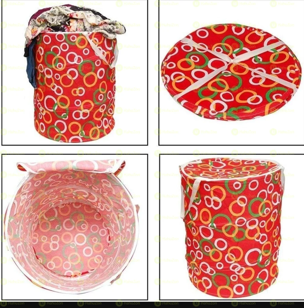 Round Cloth Foldable Laundry Basket Bag