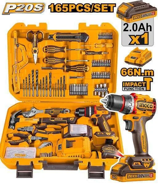 CO 20V Lithium Battery 165pcs Tools Set with Impact Drill
