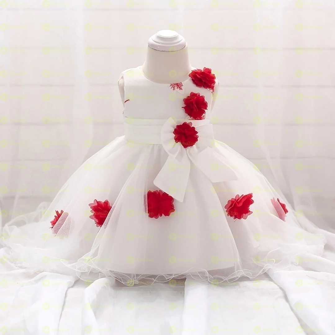 Mesh and Lace Decor Sleeveless Baby Birthday Party Dress