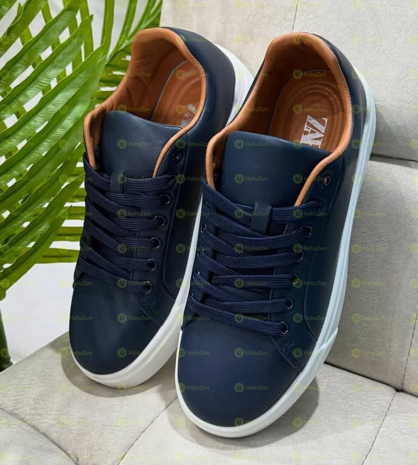 Zara Navy Flat Leather Men’s Shoes