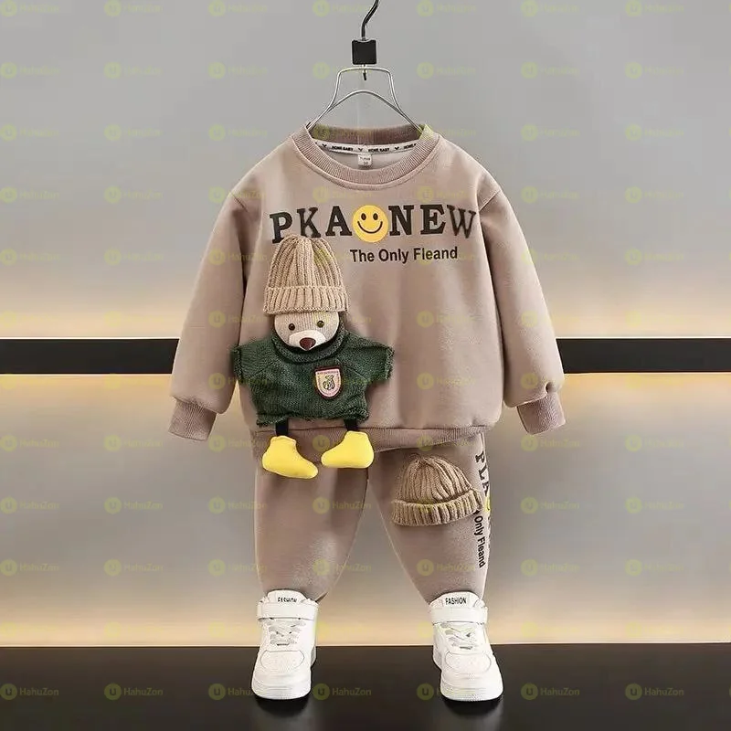 Unisex Cartoon Doll Fleece 2Piece Set Outfit