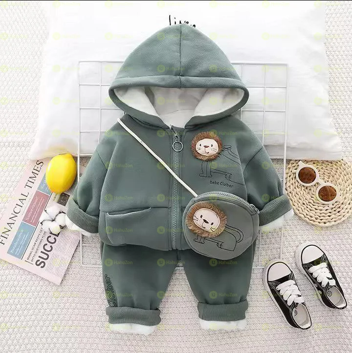 Unisex Leter Graphics Cangaroo Pocket 3 pcs Outfit
