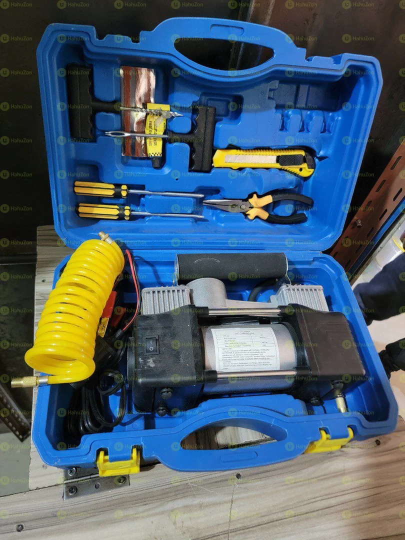 Double cylinder Car Air Pump with Tubeless Tir Repair Tool kit
