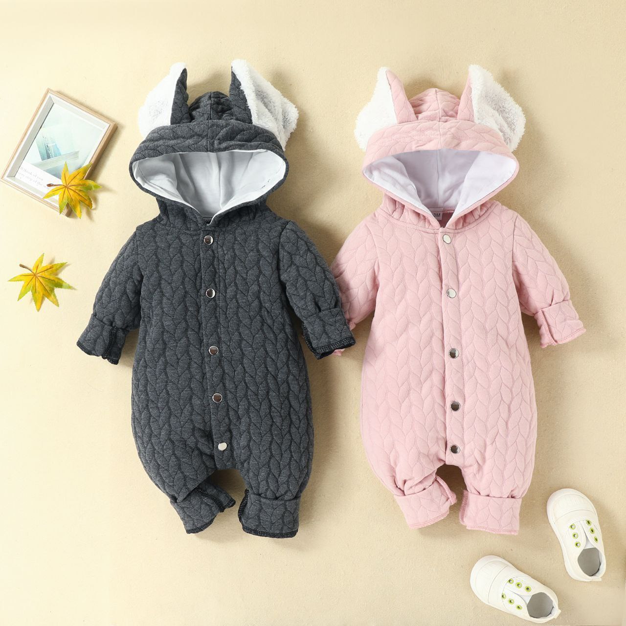Unisex Winter Rabbit Ear Romper