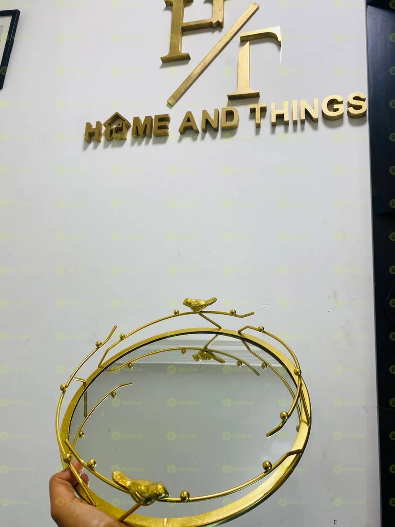 Golden Round Center Table Tray
