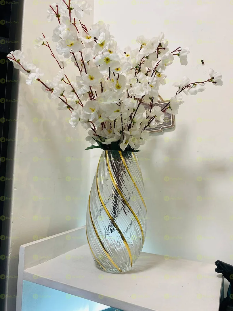 Center table Glass Vase With Bunch of  long Flowers