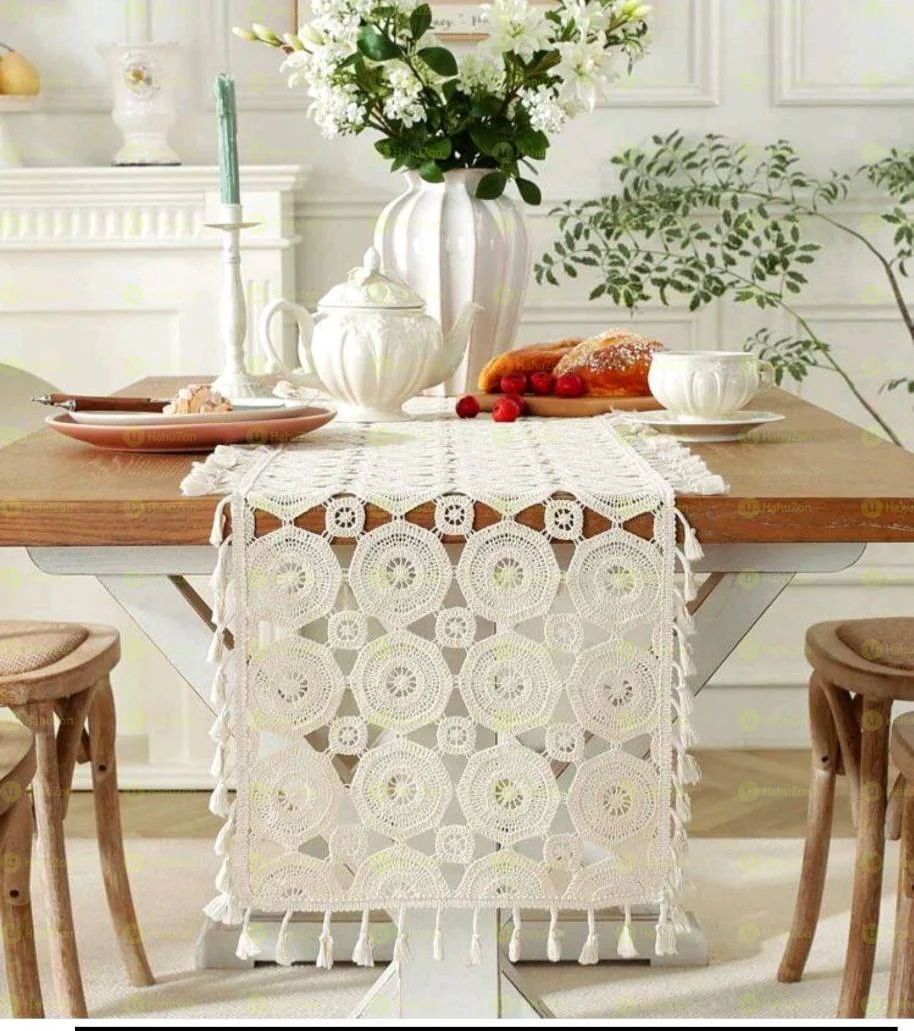 Minimalist Cream Lace  Table Runner