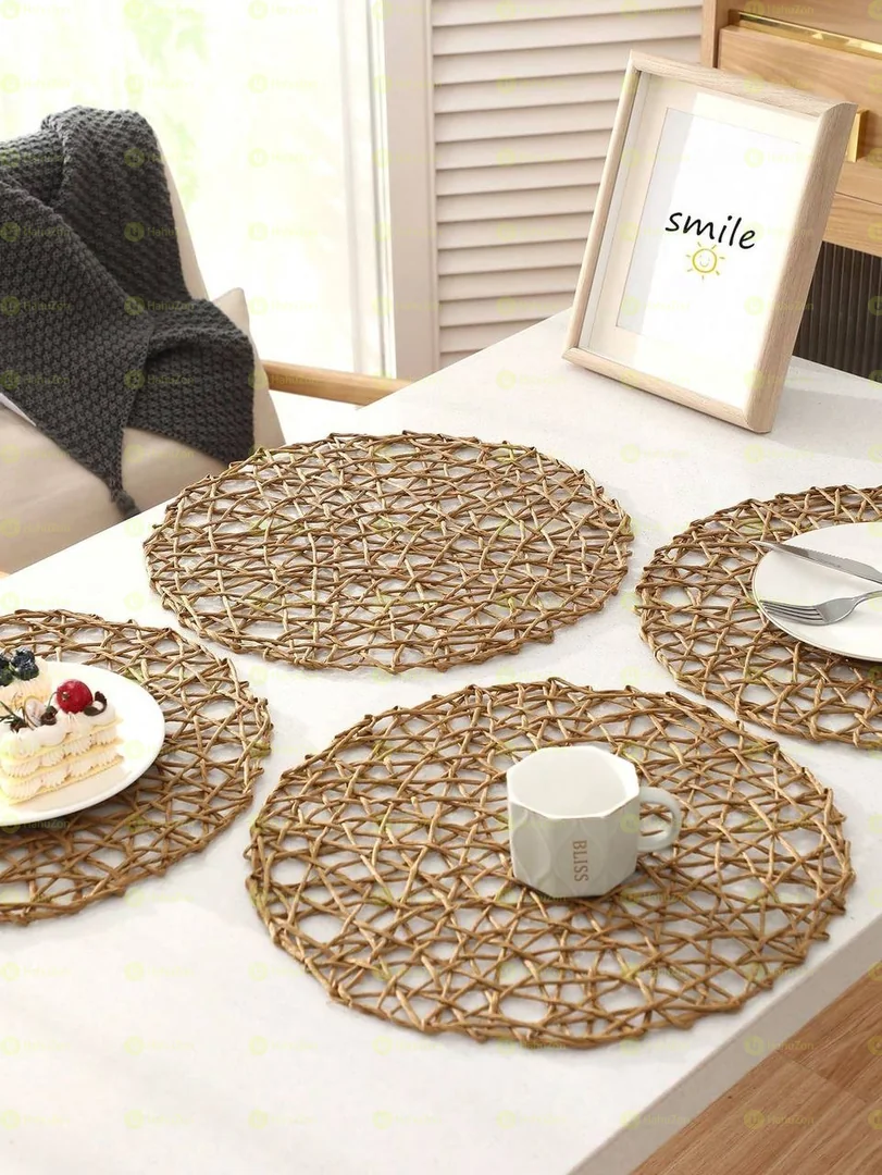 6 piece Natural Woven Boho Place Mat