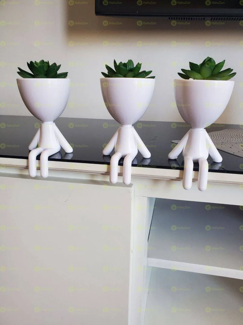 Set of 3 White Human Shaped Flower Pot