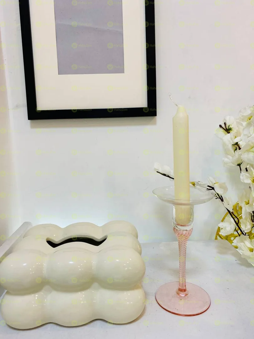 Off White Ceramic Luxury Table Top Tissue Box