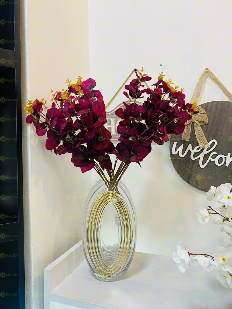 Center table Glass Vase With Bunch of Long Flowers