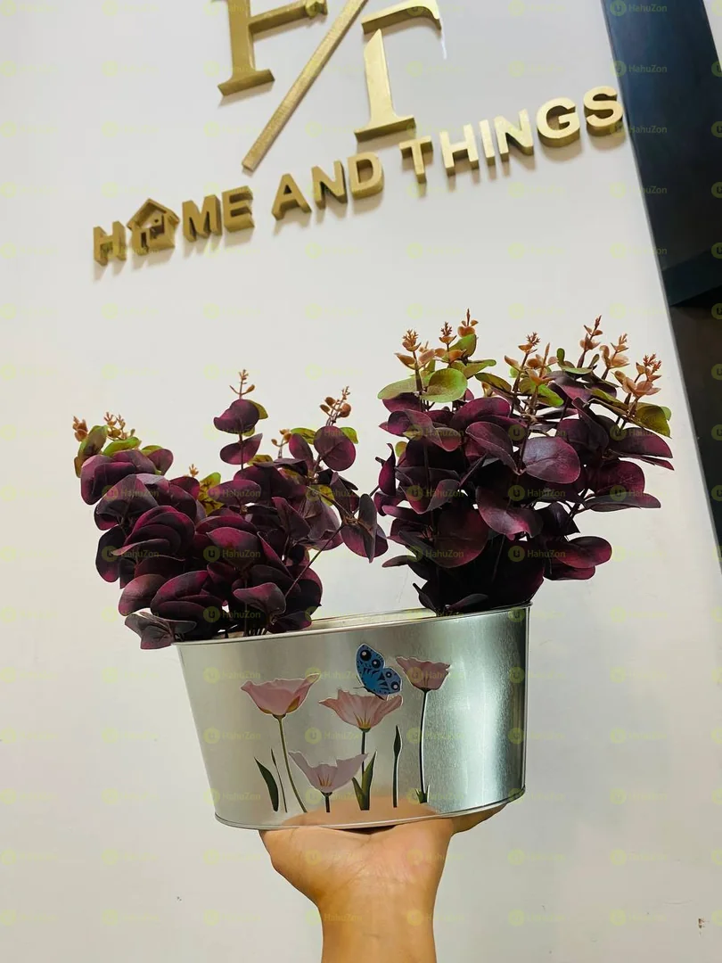 Metal Vase with Flower