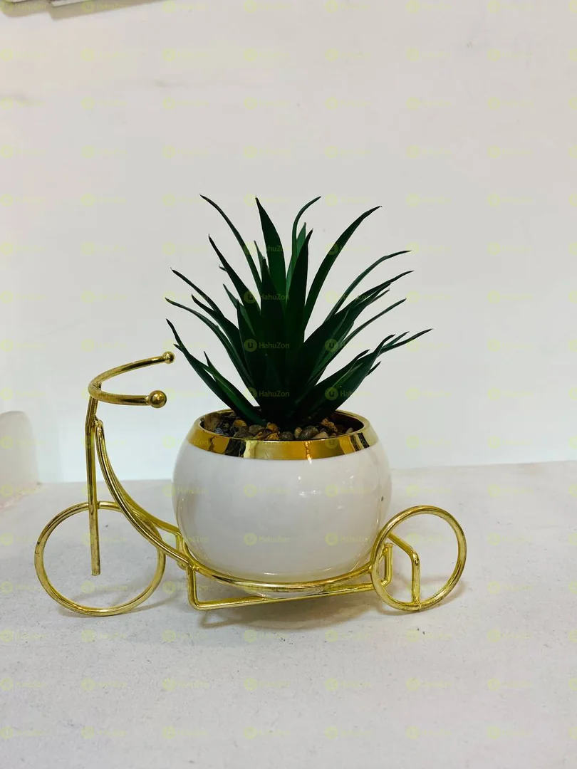 Mini Ceramic Flower Vase with Metal Holder