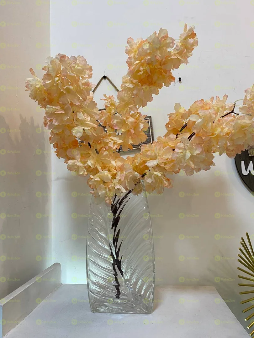 Center table Glass Vase With Bunch of Long Flowers