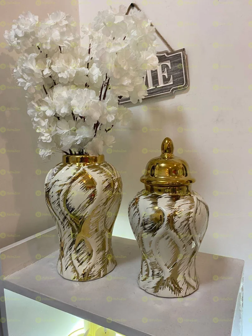 Set Of  2 Modern Ceramic Ginger Jar