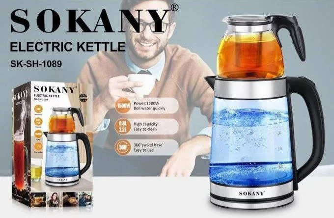 Sokany Glass  Electric Kettle + Tea Pot