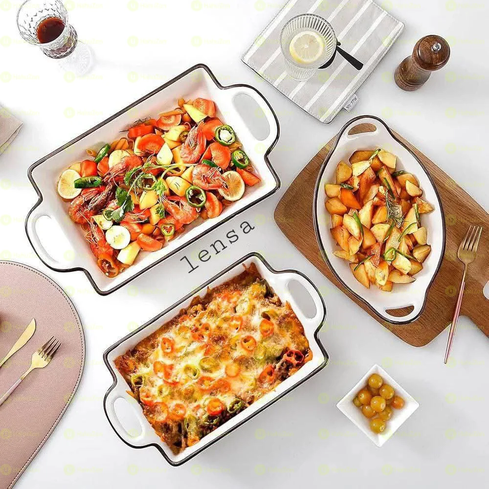 Premium 3pc Ceramic Bakeware Casserole Set