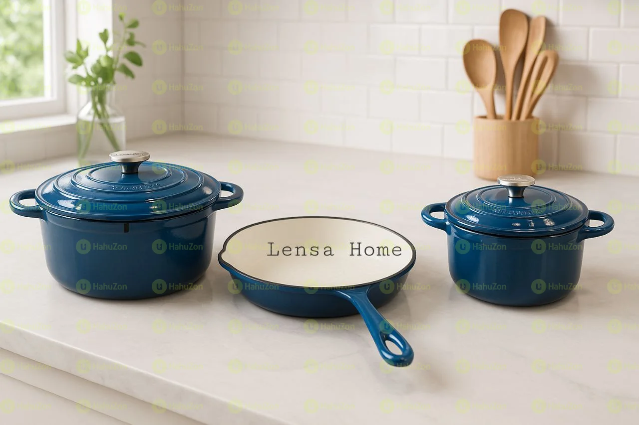 3 pcs Set Navy Blue Cast Iron