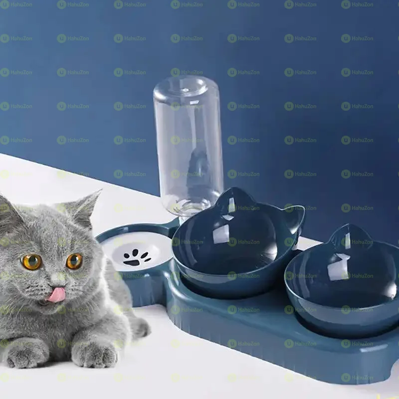 Pet Bowl 3-In-1 Automatic Feeder Dispenser Dog Cat Food Bowl