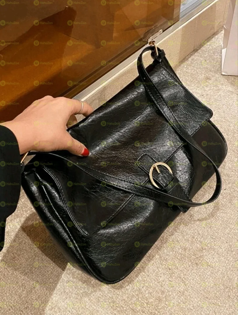 Buckle Decor Flap Hobo Bag