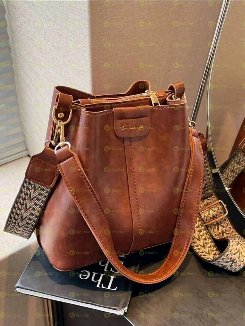 Summer Fashion Solid Color PU Bucket Bag