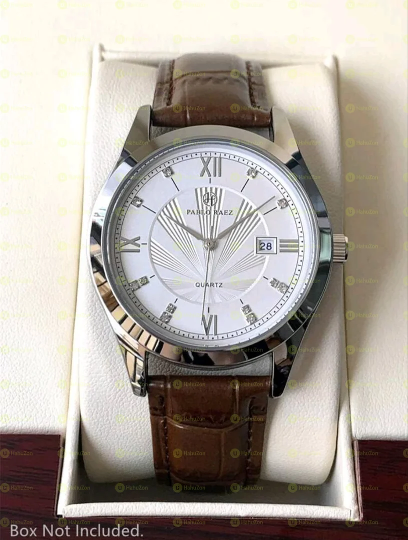 Men's Elegant Waterproof Stainless Steel Case Brown Leather Band Watches