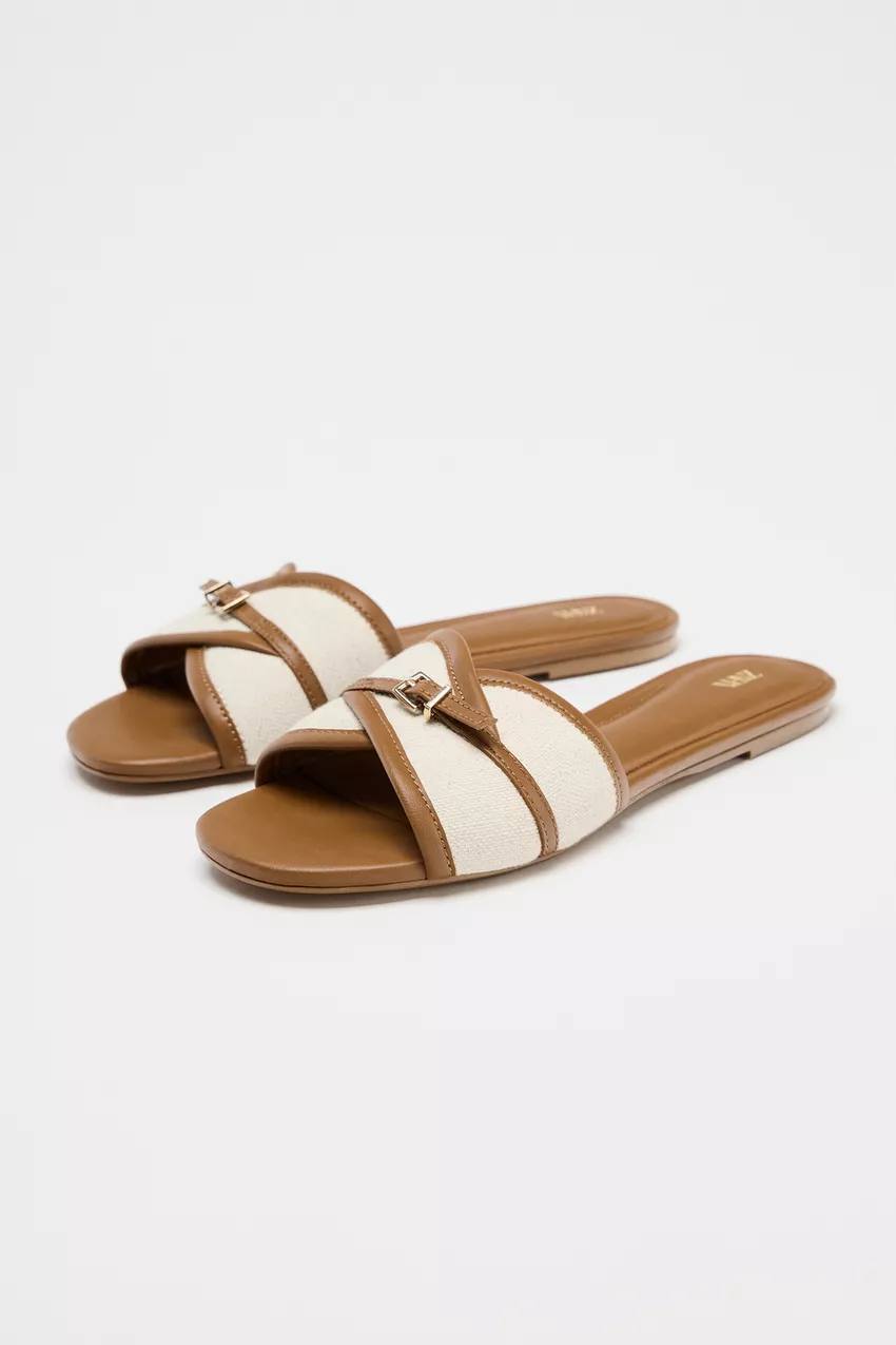 Zara Buckled Fabric Women's Flat