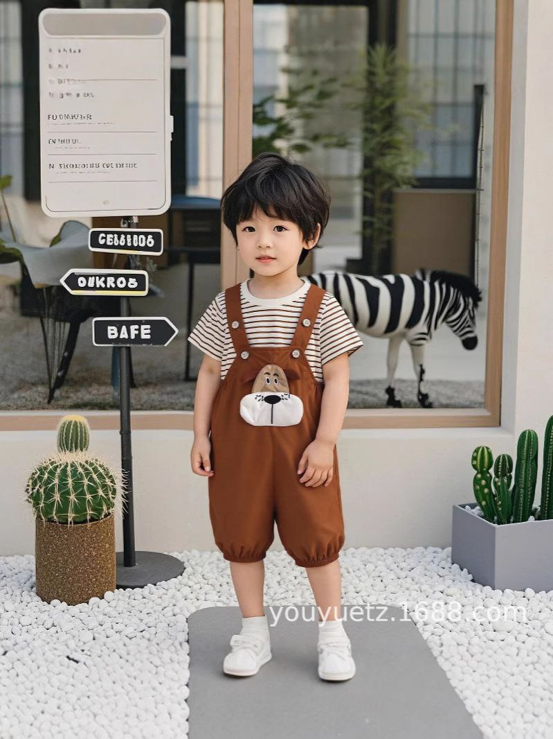 Unisex Short Overall And Tshirt Set
