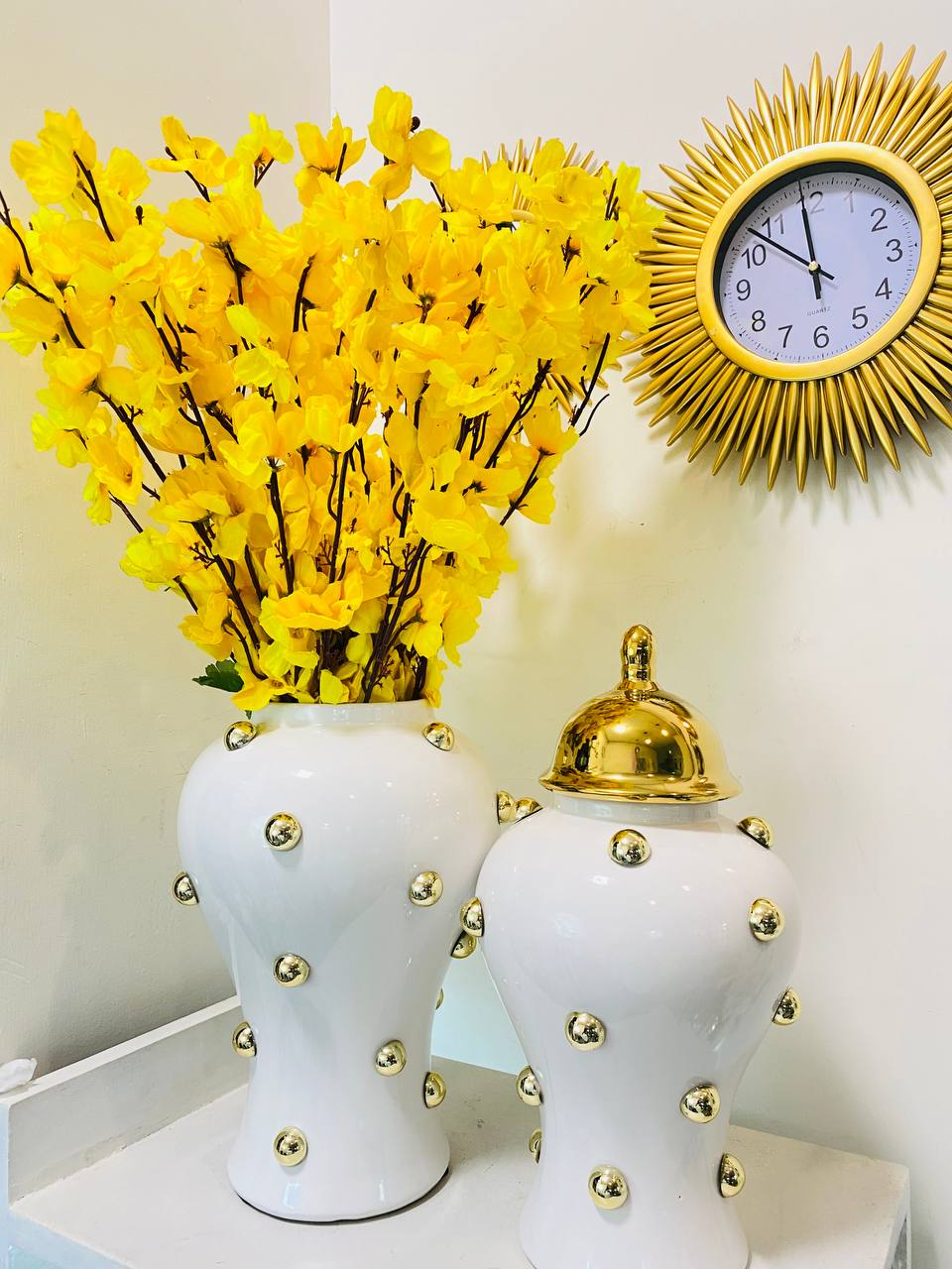 Modern Ceramic Ginger Jar with Flower
