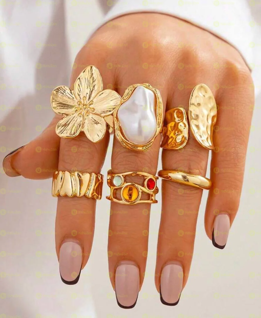 6pc Gold Earrings