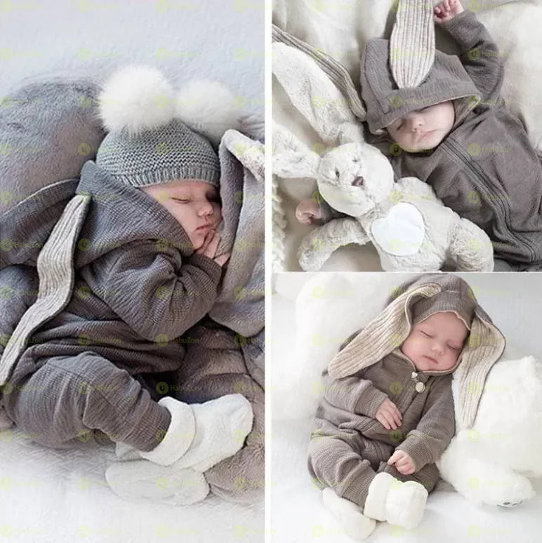 Long Ear Rabbit Hoodies Romper
