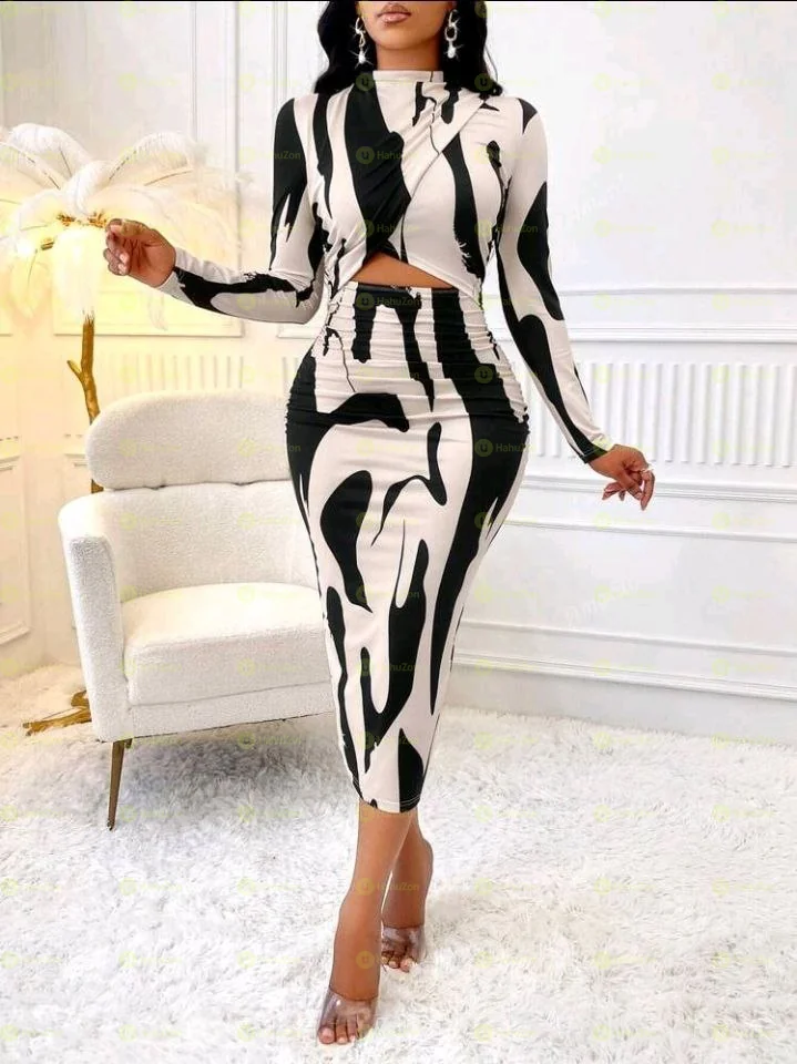 Ruched Waist Printed Dress