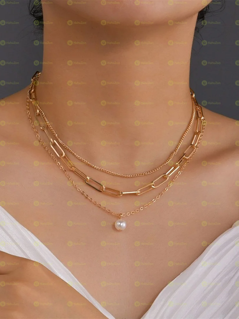 Faux Pearl Layered Necklace