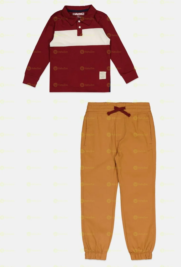 Tony Hawk Kid Boy 2Pc Two Tone Polo Shirt And Joggers Set