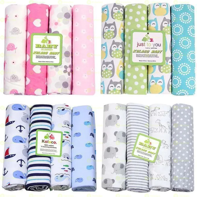 4Pcs Flannel Receiving Blankets