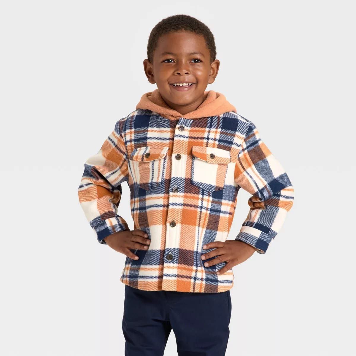 Toddler Boys' Long Sleeve Flannel Hoodie Jacket