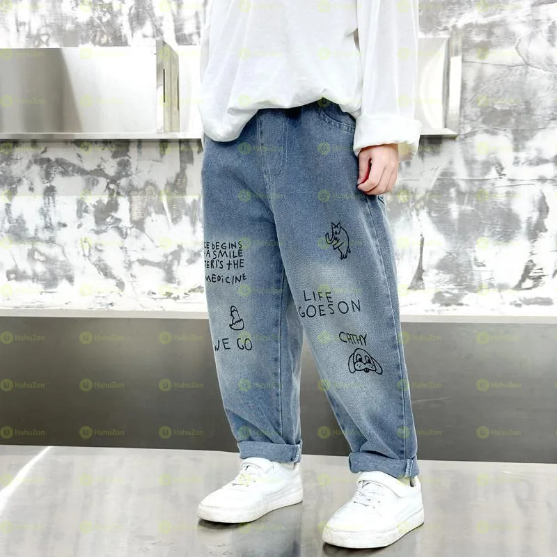Toddler Boys Polihed Jeans Versatile Pants