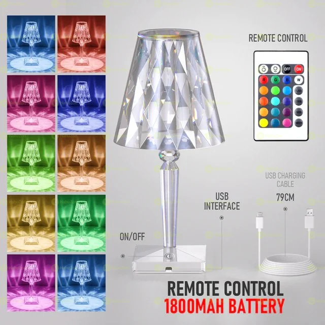 Crystal Table Lamp USB Rechargeable